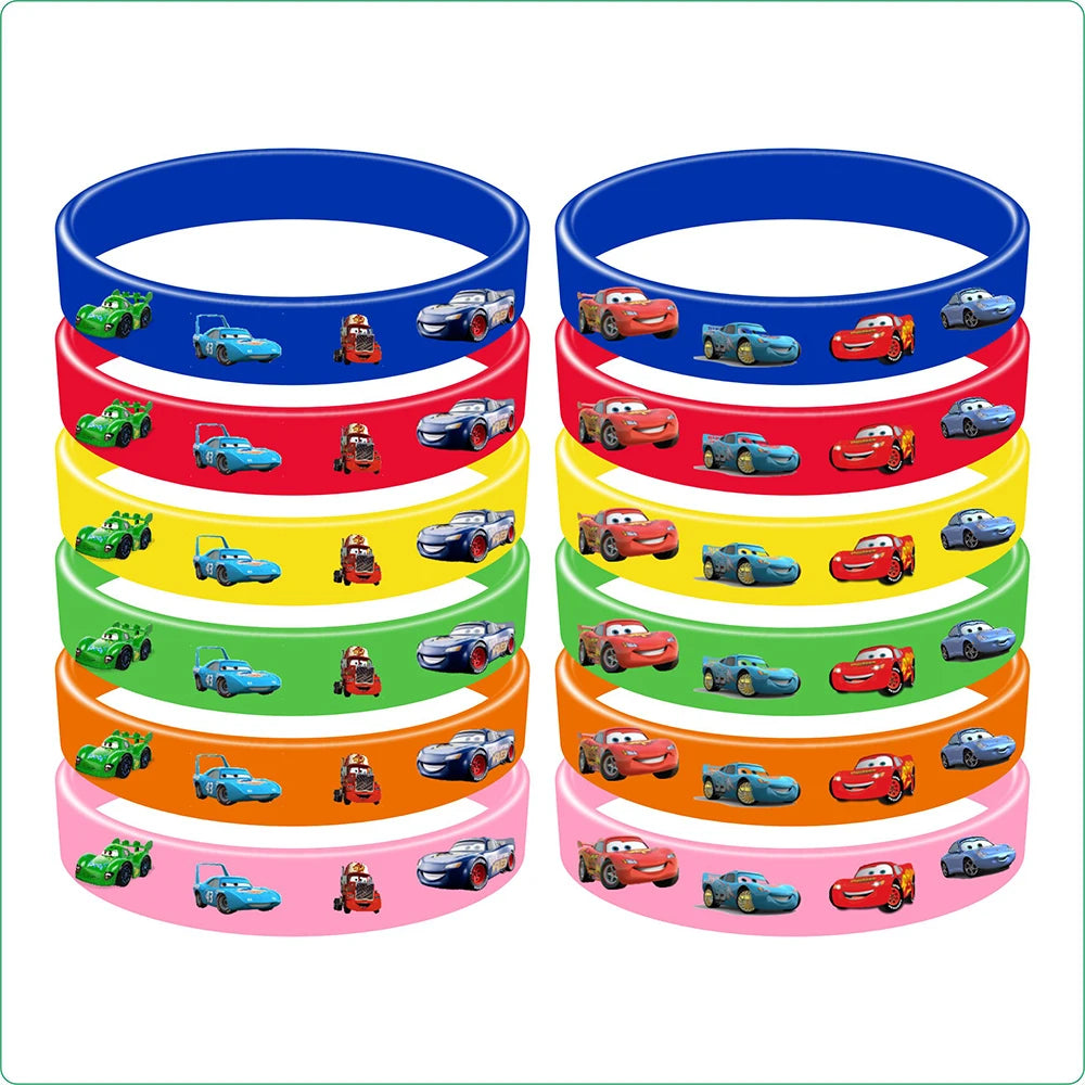 Cars Theme Birthday Party Decoration Tableware Banner Tablecloth Gift Bag Paper Plates Party Favors Toy Set Stamps Bracelets