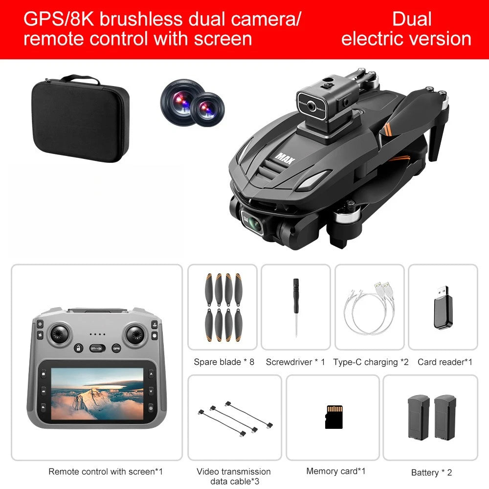 Lenovo V168 MAX Foldable RC Drone 5G GPS Positioning 8K Ultra HD Camera Brushless Motor Obstacle Avoidance Aerial Quadcopter