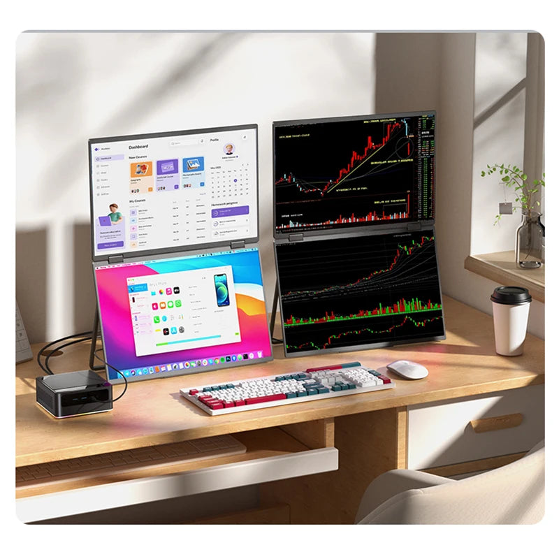 Sibolan 16 inch Dual Screen Portable Monitor 2.5K 60Hz 100% SRGB Foldable Laptop Display Extender HDMI USB-C Plug For Win Mac