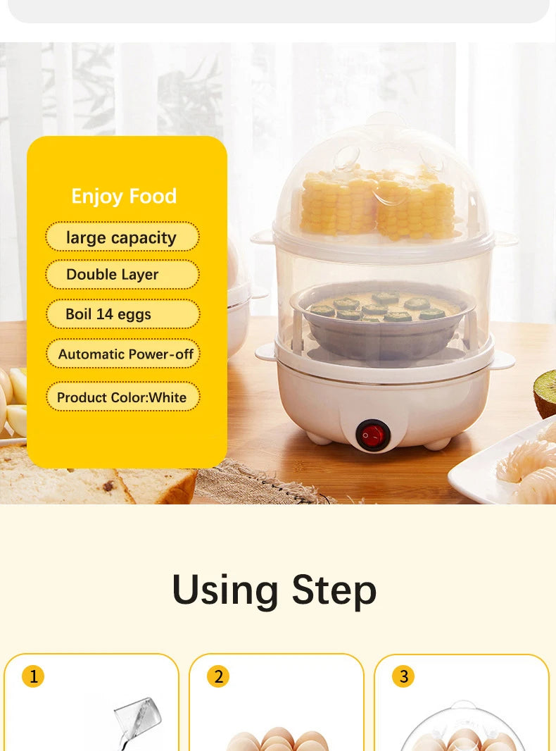 Electric Eggs Cooker Rapid Mini Egg Boiling Machine for Poached Scrambled Omelets Auto Shut Off Kitchen Appliance