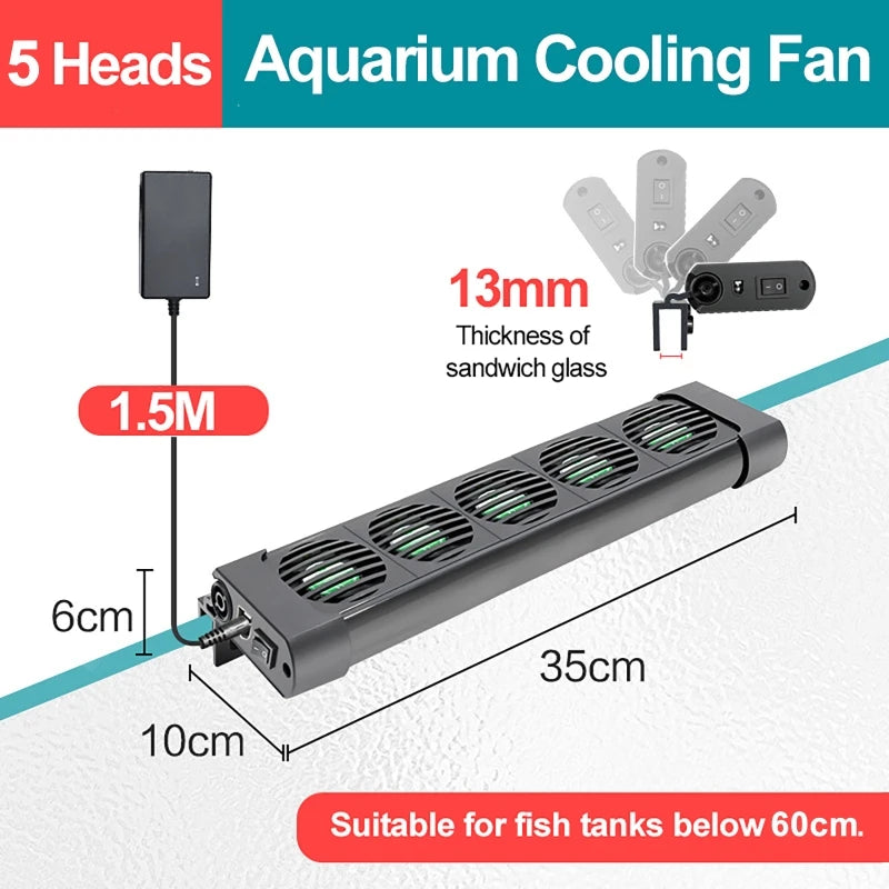Fish Tank Cooling Fan 135° Rotation Aquarium Cooling Heat Dissipation Cooling Fan Cool Down Temperature 13mm Tank Thickness