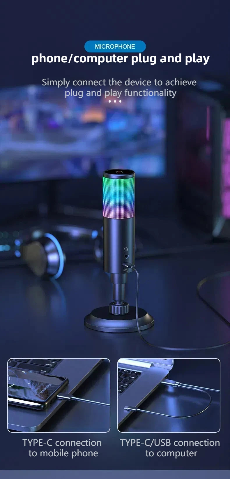 Capture crisp, clear audio with this USB condenser microphone featuring advanced noise cancellation—perfect for streaming, recording, and professional use!