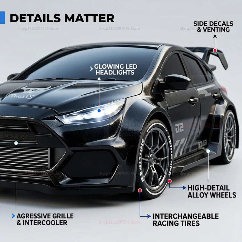 RC Racing Car 70km/H High Speed Drif Sports Car 2.4g 4wd Brushless Speed Champion with LED Lights Remote Controlled Cars for Kid