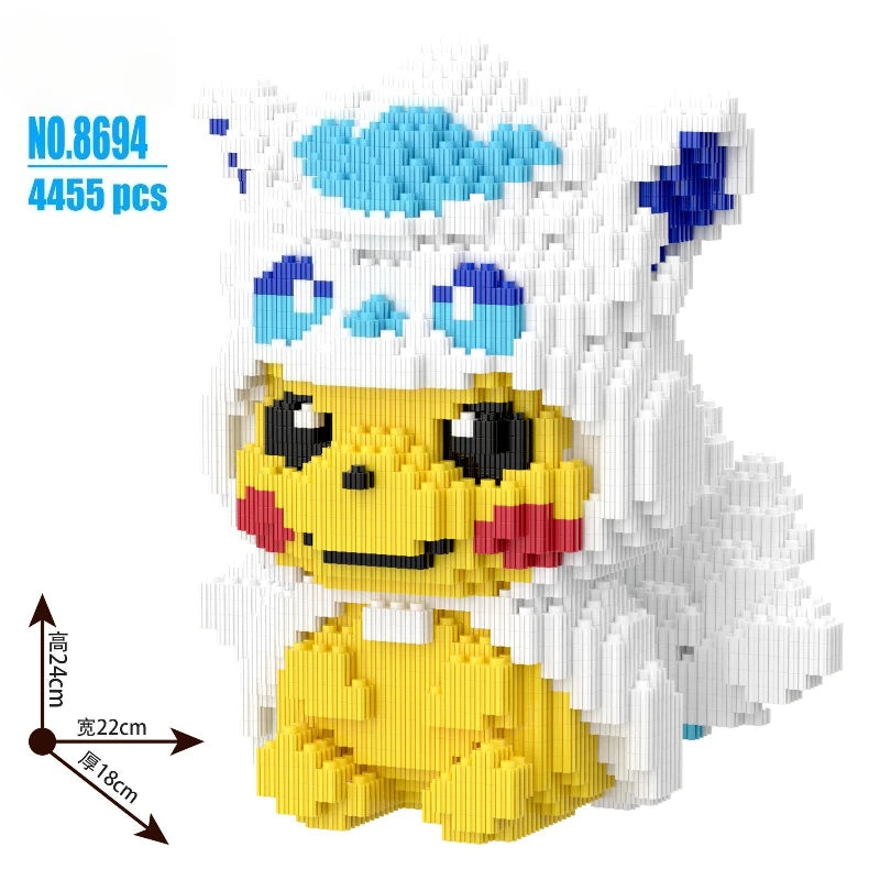 Pokemon Pikachu Building Blocks 45cm Light Up Heart Shape Bricks Toy Gift for Adults Kids Stress Relief
