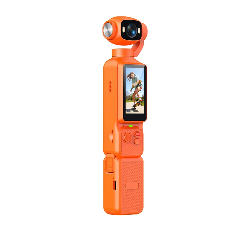 4K Handheld Action Camera HD 180° Rotatable Lens Electronic Anti-shake Pocket Vlog Camera with Fill Light for Outdoor Sports