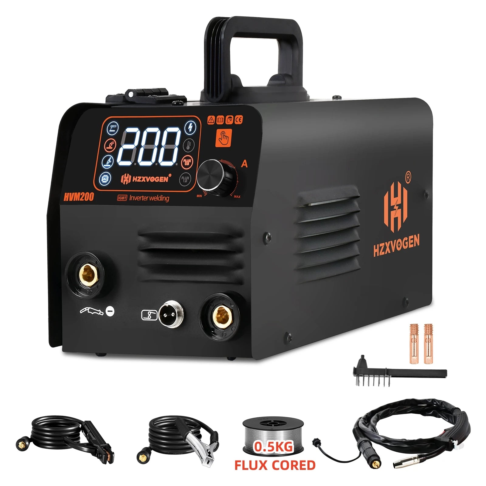 HZXVOGEN 3 IN 1 MIG/TIG/MMA Semi-Automatic Welding Machine HVM200 Inverter Welder Synergy Tool Non Gas MIG Welder For Gasless Iron Soldering 220V