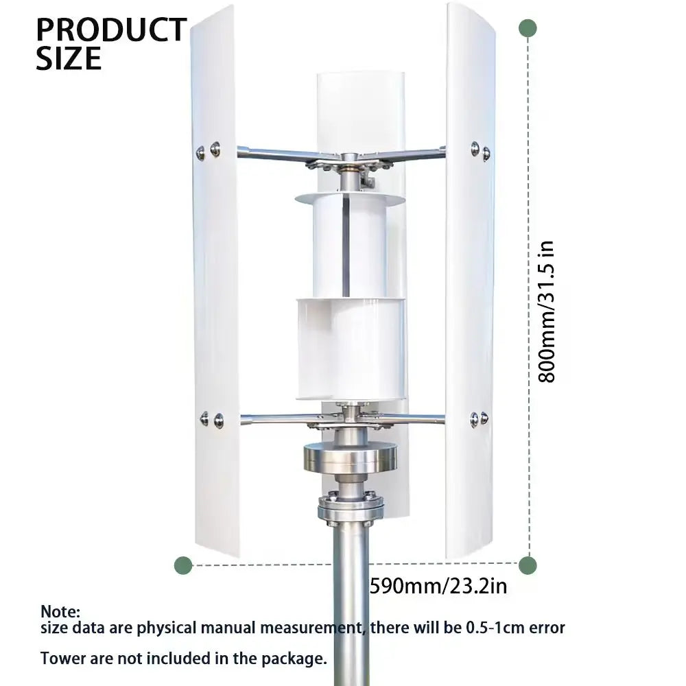 Small Windmill 12/24V 3000W Vertical Wind Turbine Generator Kit with Wind-Solar Hybrid Controller Household Free Energy