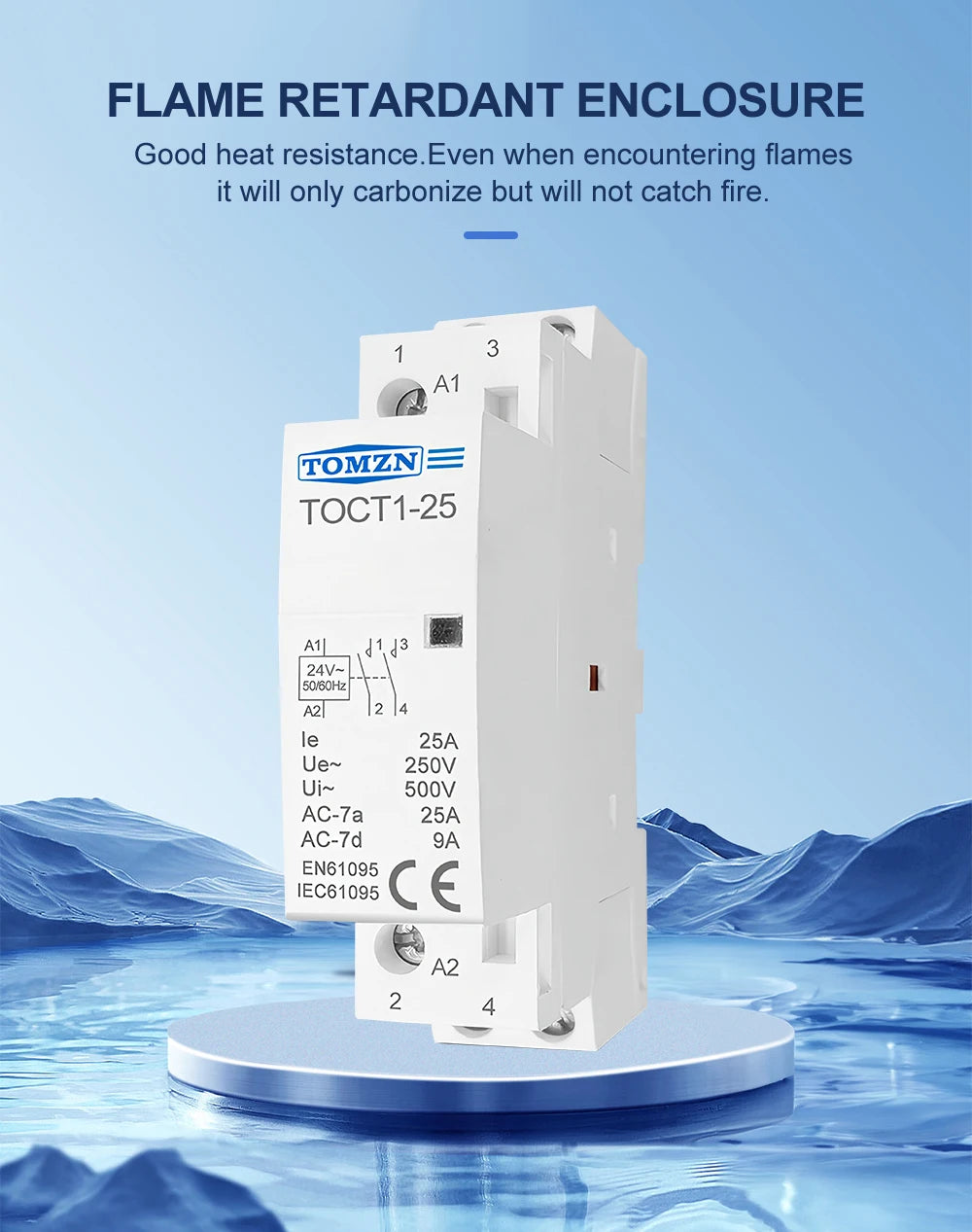 TOCT1 2P 25A 24VAC 50/60Hz Din Rail Household AC Modular Contactor 2NO or 1NO 1NC