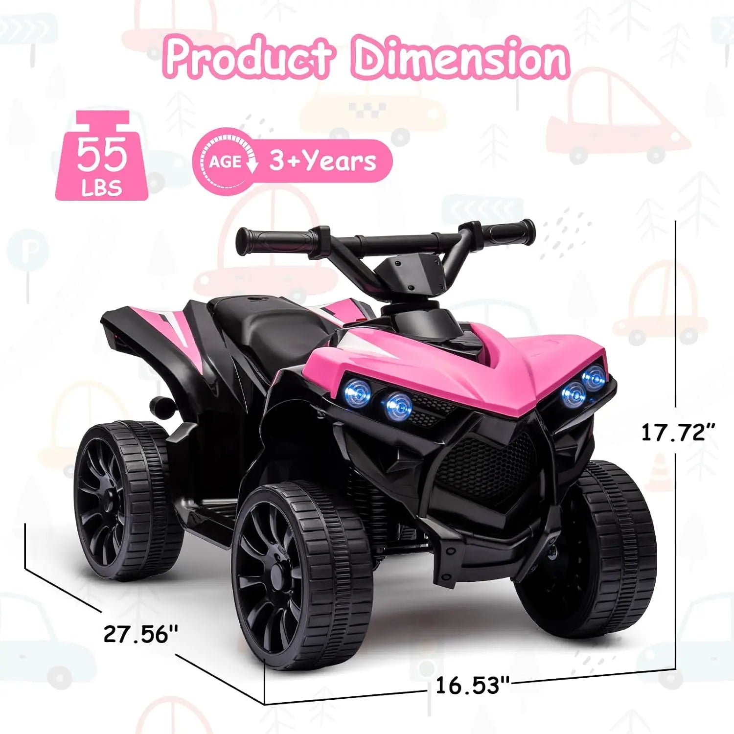 6V Battery Powered Kids Electric ATV, Ride On Toys 4-Wheeler Quad for Boys and Girls, 1.8MPH Max Speed, Treaded Tires,Rubber Handles, Push-Button Accelerator