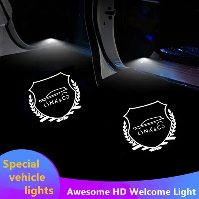 2pcs Led Car Door Welcome Logo Light for Lynk&Co 01 02 03 05 09 2017-2024 Auto Laser Projector Ghost Shadow Lamps