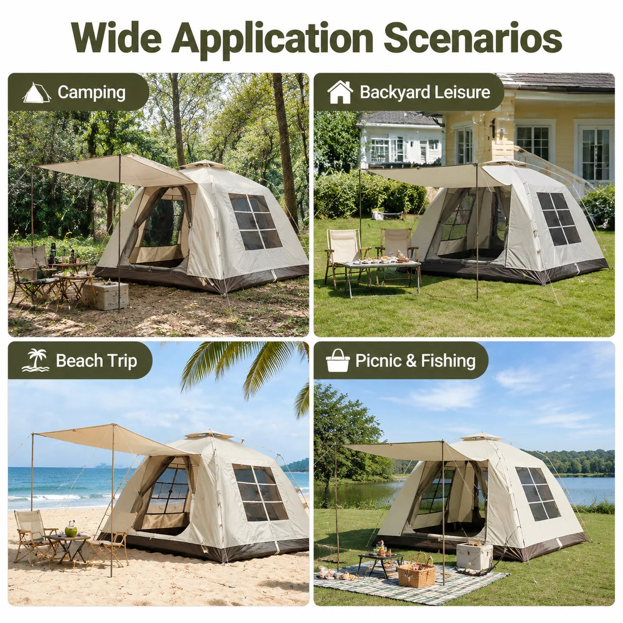 Outdoor Lightweight Inflatable Camping Tent 4-5 people Easy Setup Auto Tent with Sunshade For Hiking Glamping Inflatable Tent