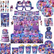 Hot K-Pop Birthday Party Decoration Set Kids Tableware Balloons Cups Plates Napkins Cake Topper Banner Gift Bag - Party Supplies