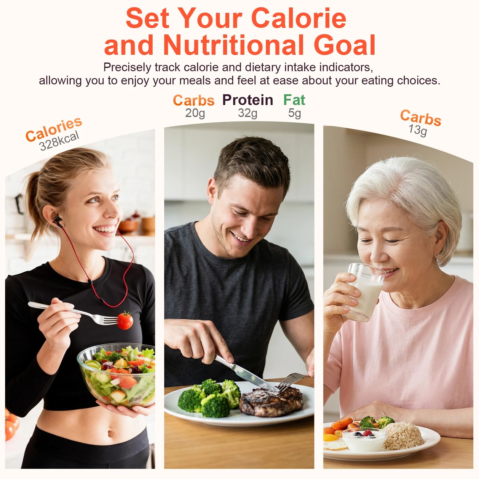 Smart Kitchen Scale Food Calorie Protein Fat Carbs Nutritional Calculator Scales,11 lb / 5kg Stainless Steel Digital Food Scale