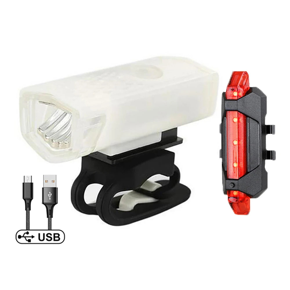 USB Rechargeable Bike Light Front Light Red Taillight Easy to Install 3 Modes Bicycle Accessories for the Bicycle