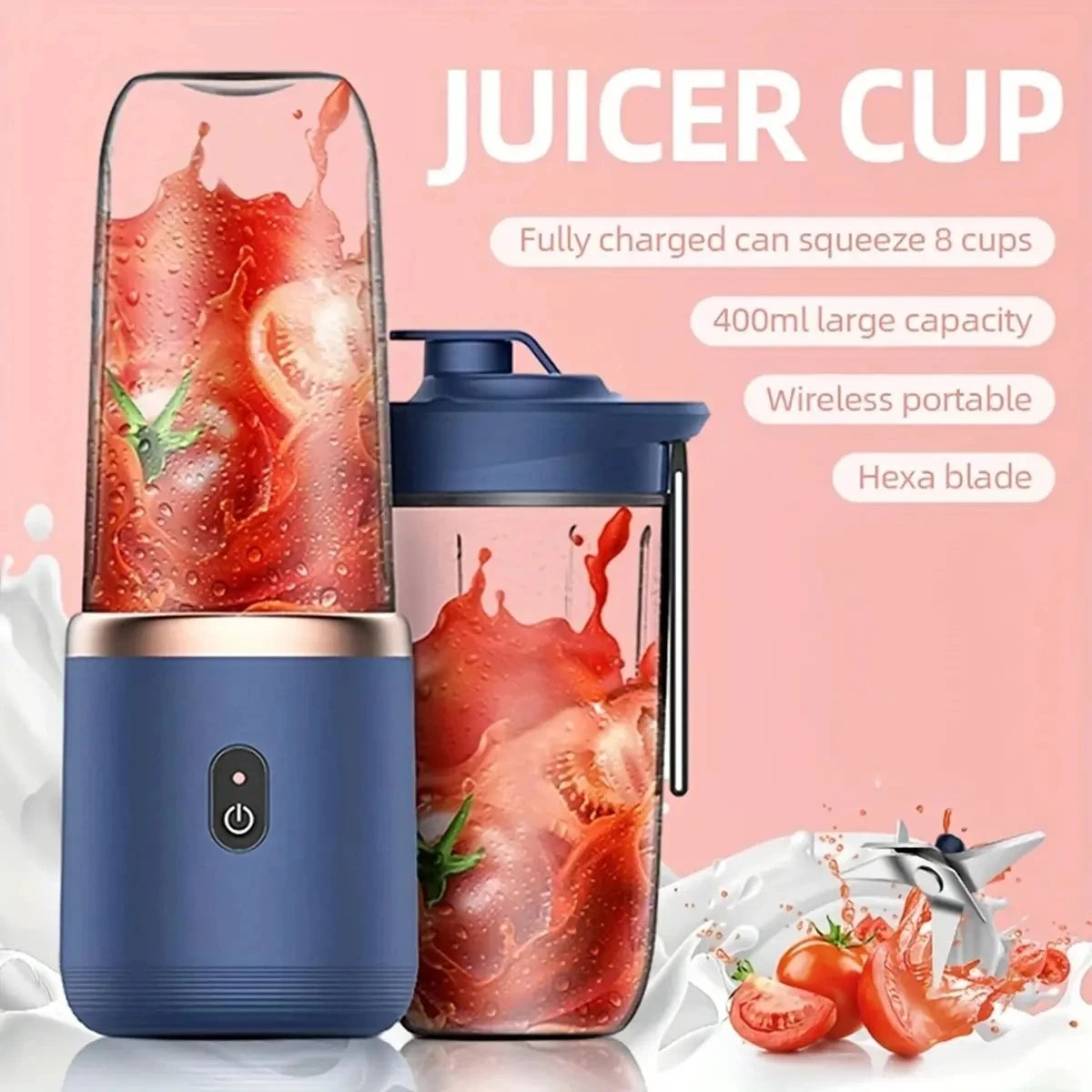 Portable Electric Juice Extractor Household Multi Function 6 Blades Mini Juice Cup Mixing Smoothies Auxiliary Food for Kitchen