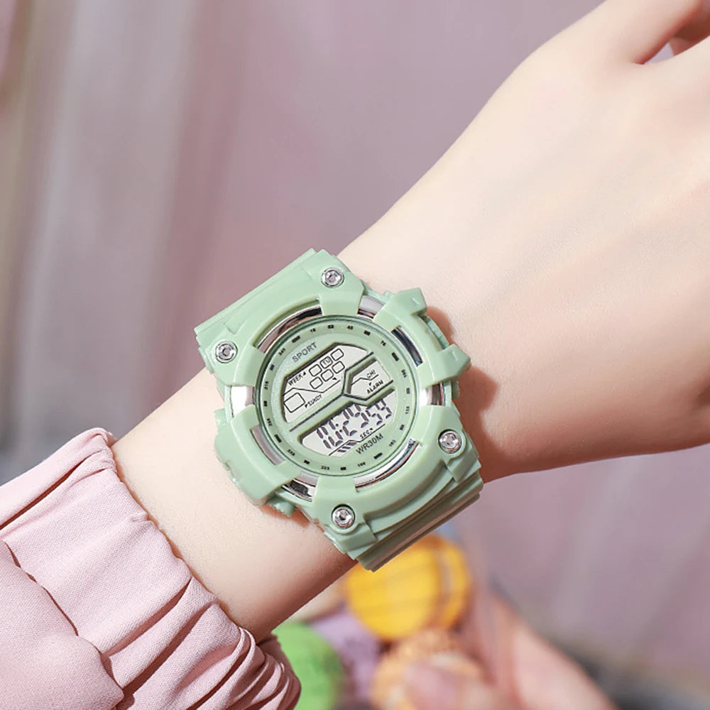 Fashion Kids Watches Multifunctional Electronic Wristwatch for Boys and Girls Student Waterproof Luminous Alarm-clock Calendar
