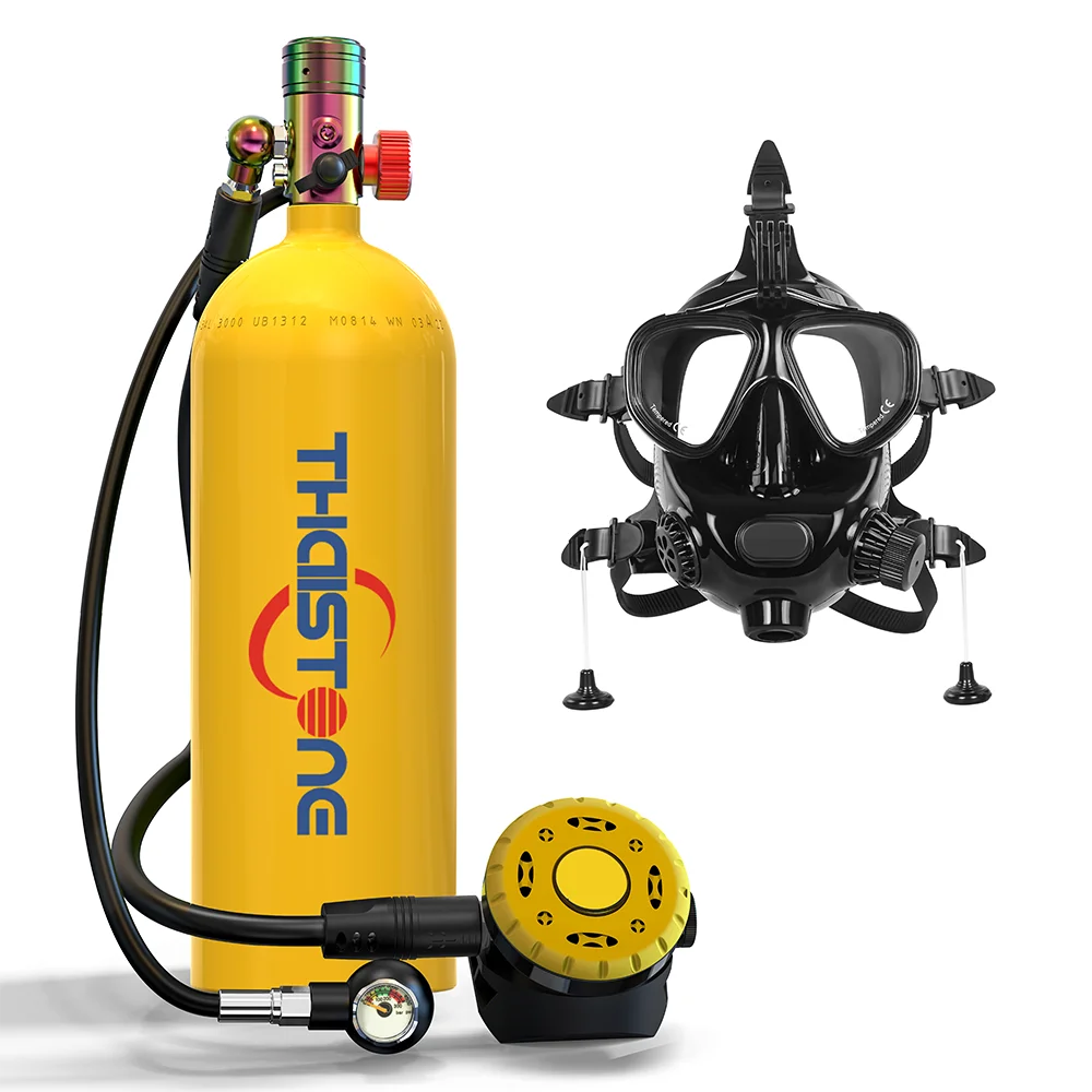 THAISTONE-Scuba Diving Air Tank with Mask Underwater Breath Air Tank, Oxygen Tank, Snorkeling Equipment, 2.3L, 30-40 Minutes