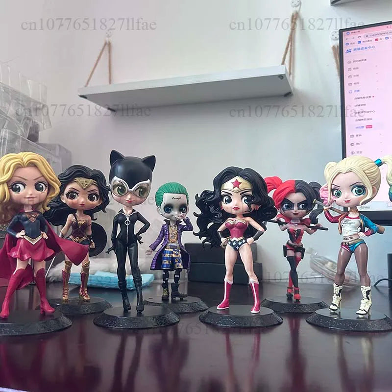 Qposket Harley Quinn Joker Cat Women Wonder Women Action Figure Toys Gift Doll Cake Decoration Birhtday Present For Children