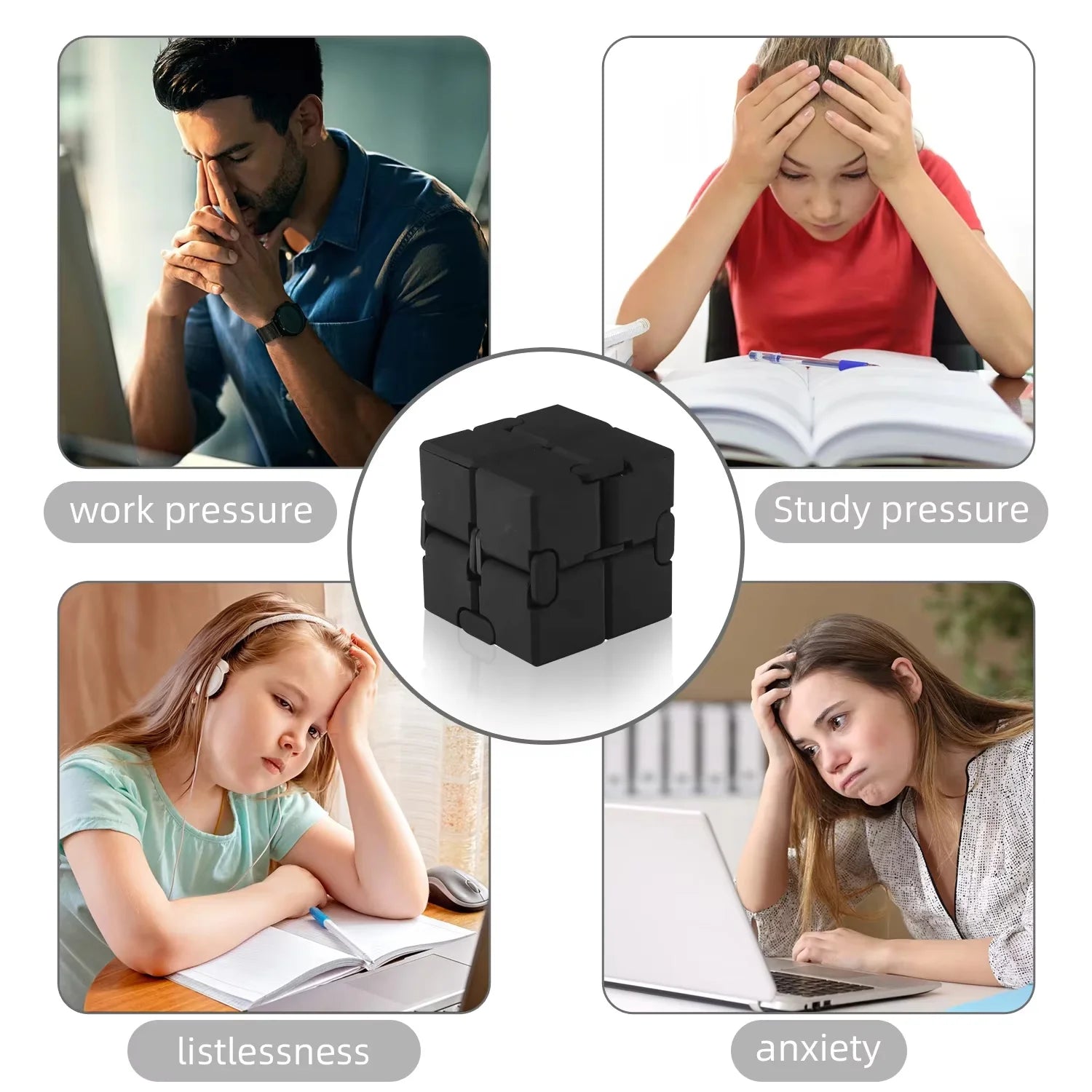 Alloy&Plastic Infinity Cube Fidget Toy Ultra-Durable Sensory Stress Reliever for Adults & Kids Anxiety Relief Gift