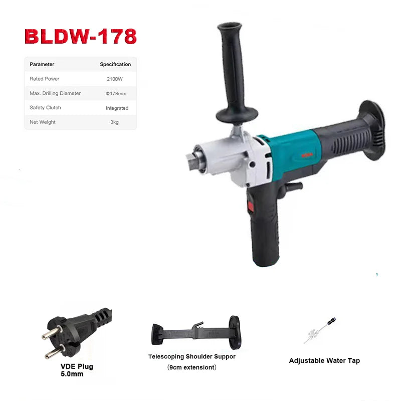 BODA Brushless Wet/Dry Drill 20-178mm , Water-Cooled Concrete Drill for Brick, Stone, Tile & Floor ,Professional Core Drilling
