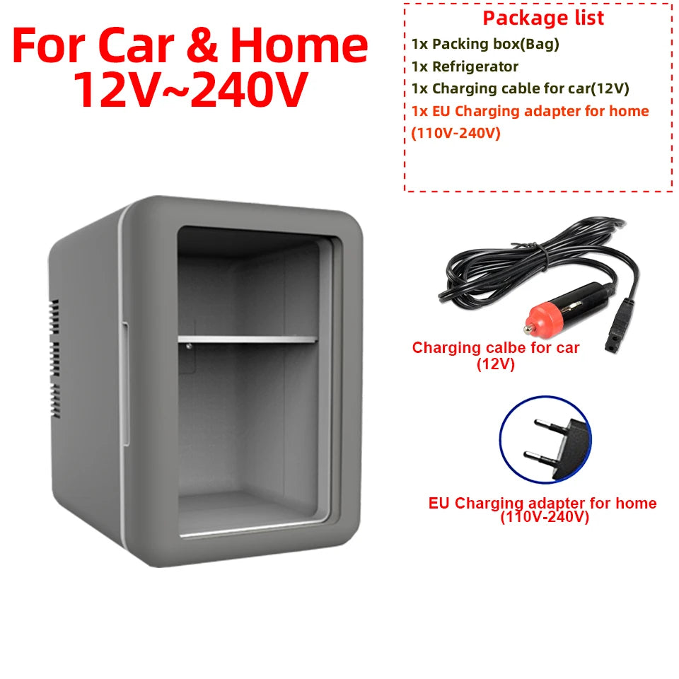 4L Mini Car Refrigerator Portable Fridge Car Home Cosmetics 12V/220V Hot And Cold Dual-Purpose Ice Box For Camping Travel