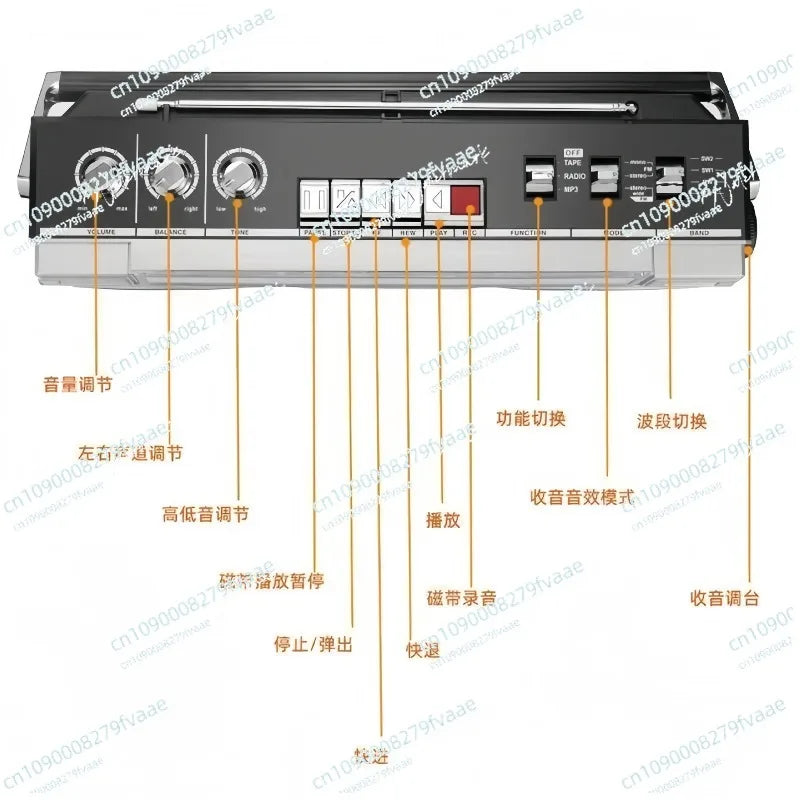 Retro Tape Recorder Dual Speaker Stereo Era Recorder Bluetooth Playback Radio