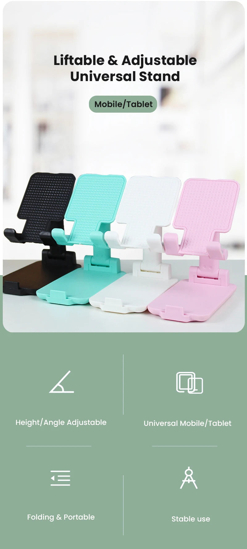 Keep your phone within easy reach with this adjustable desktop phone holder stand—perfect for hands-free use and quick access!