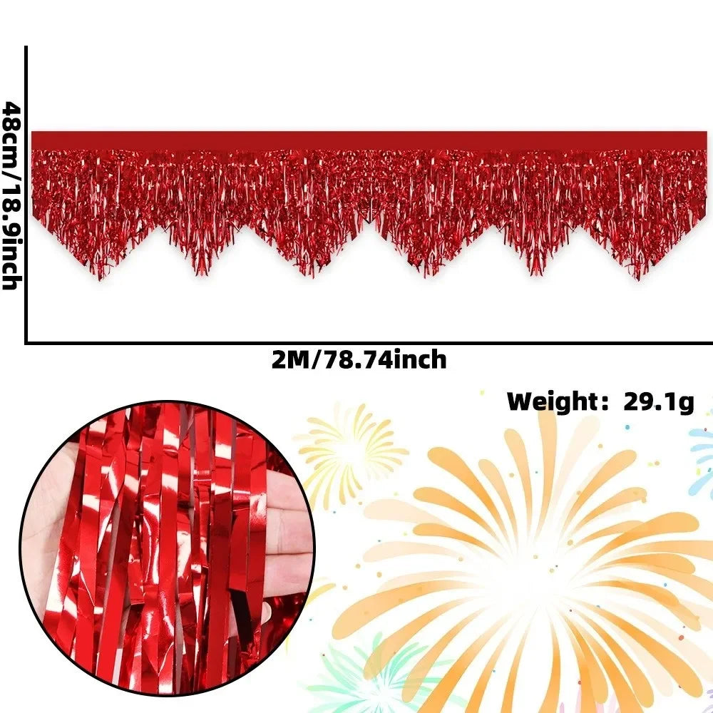 Multicolor Drizzle Garland Encryption PET Metallic Foil Fringe Thickening Background Ornament Tassel String Party Supplies