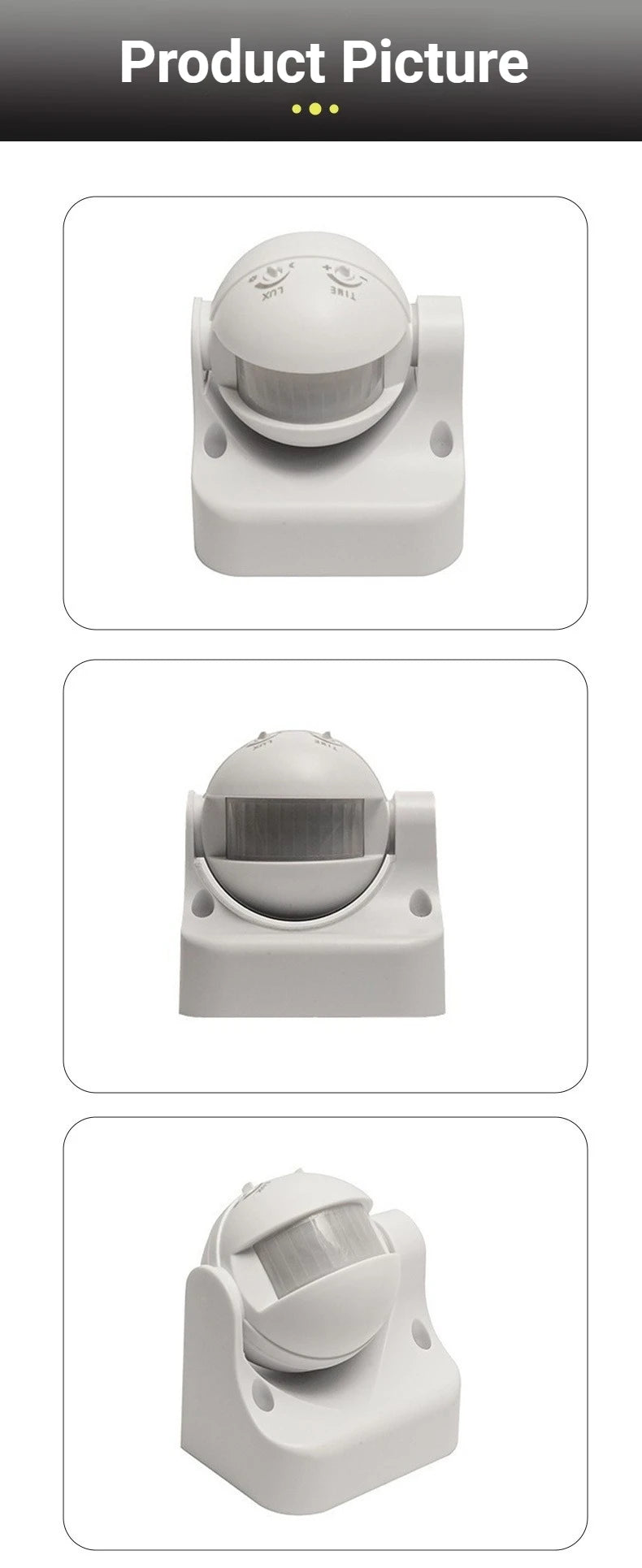 Secure and illuminate your outdoor space with this IP44-rated round mini PIR infrared motion sensor detector—featuring smart delay light switching for convenience and energy savings!