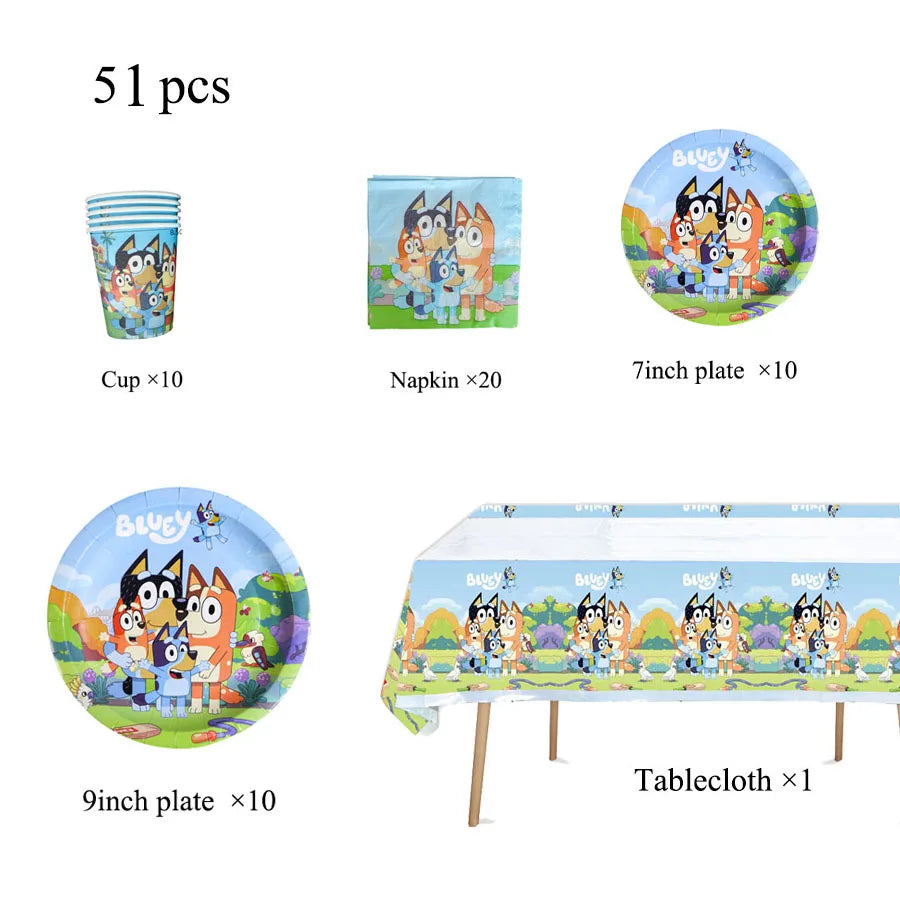 Blue dog Birthday Party Supplies Goodie Bag Stuffers Fillers Tableware Plates Cups Napkins Tablecloth Party Favor Decorations