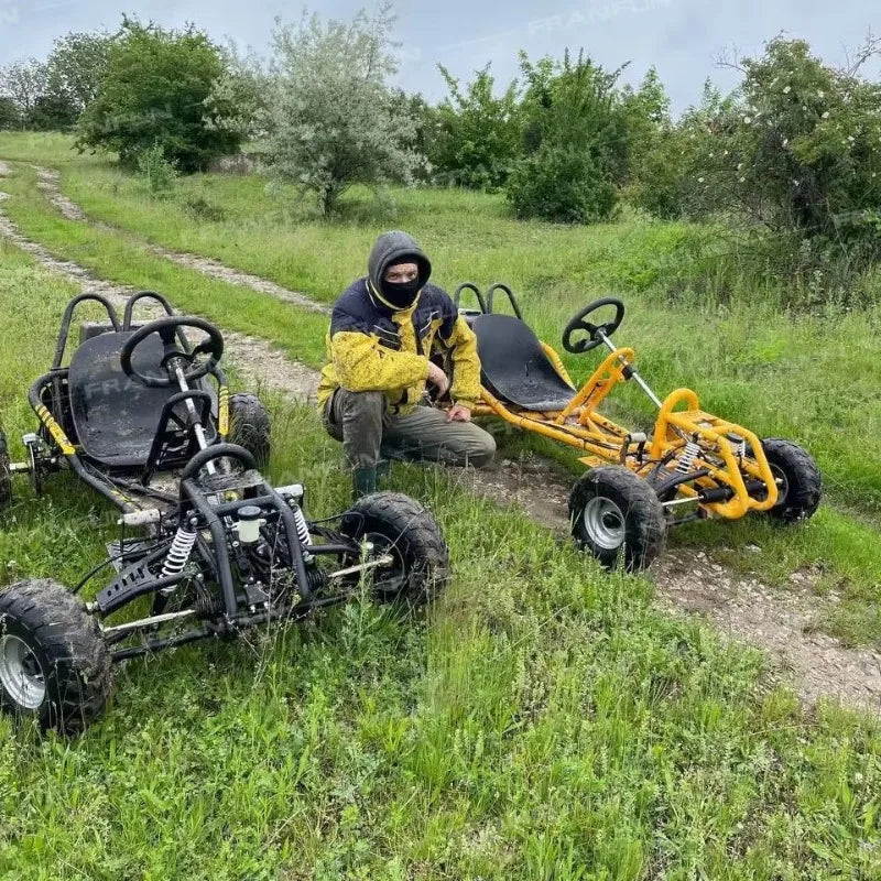 New Design Pedal 8 Inch Large Fat Tyre Grassland Karting Customize 420cc Gas Strong Power Adult Go Kart Cross Buggy