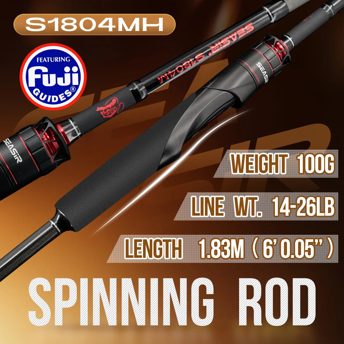 Seasir Salminus XF M/MH Spining&Casting Fishing Rod FUJI O Guide Rings 1.83M Drag 7-9KG 4-Piece Heavy Power All-Round Travel Rod