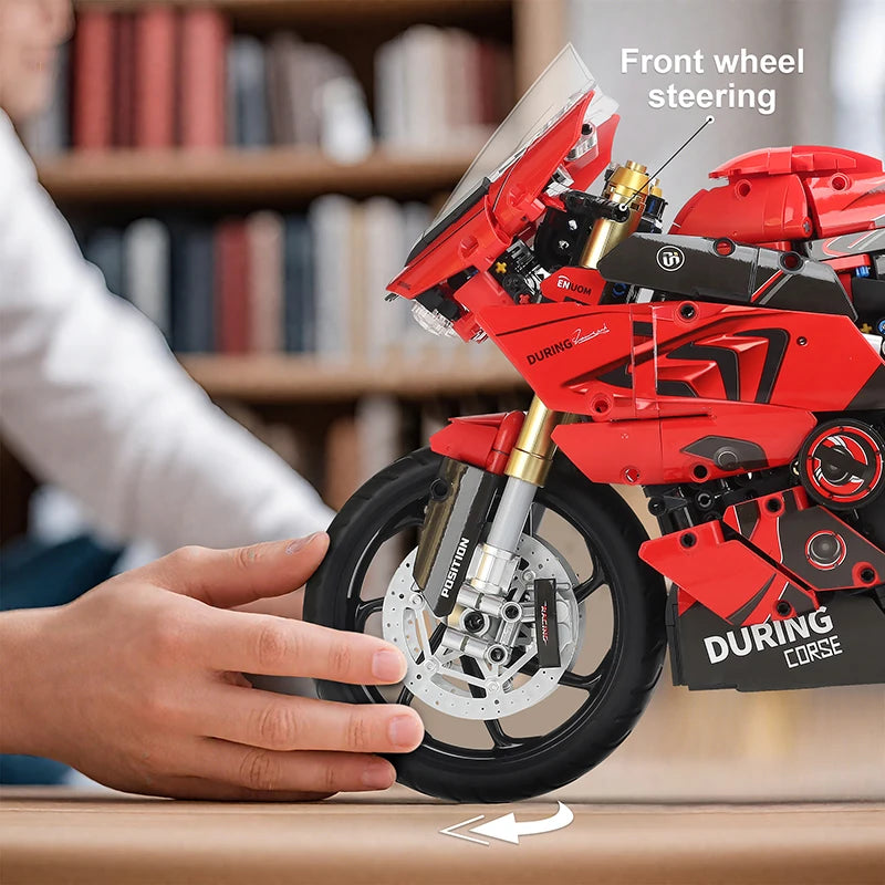 1909pcs RR Motorcycle V4S Racing Car Building Blocks Set, 1:5 Scale Motorbike Model Kit, STEM Toy for Kids Adults,Christmas Gift