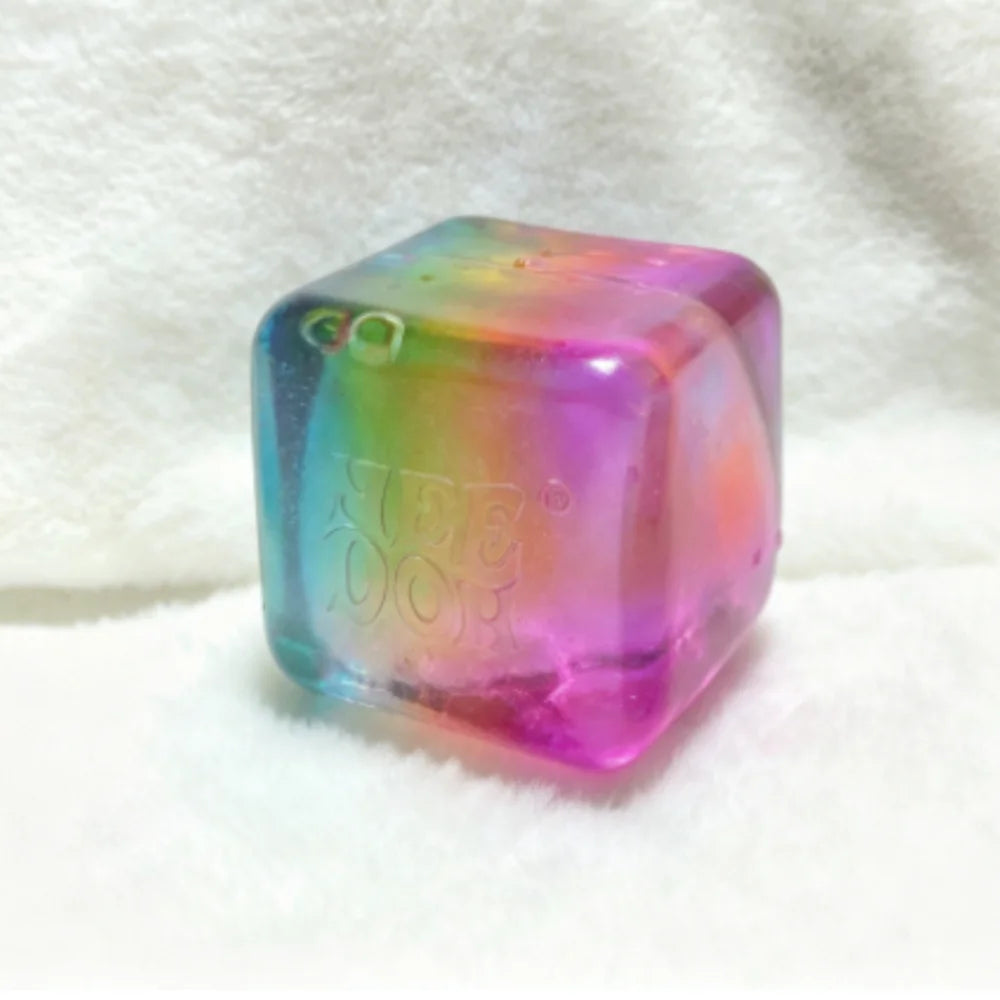 NEEDOH Rainbow Cube Squishy Fidget Toy Cube Stress Relief and Fingertip Release Toy Blind Box Sensory Stress Reliever Fidget Too