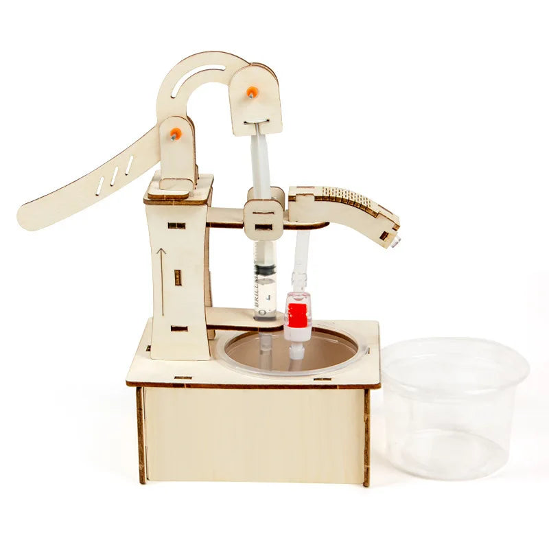 Wooden DIY Hand Pump Well Model STEM Educational Science Experiment Assembly Toy Physics Learning and Gifts