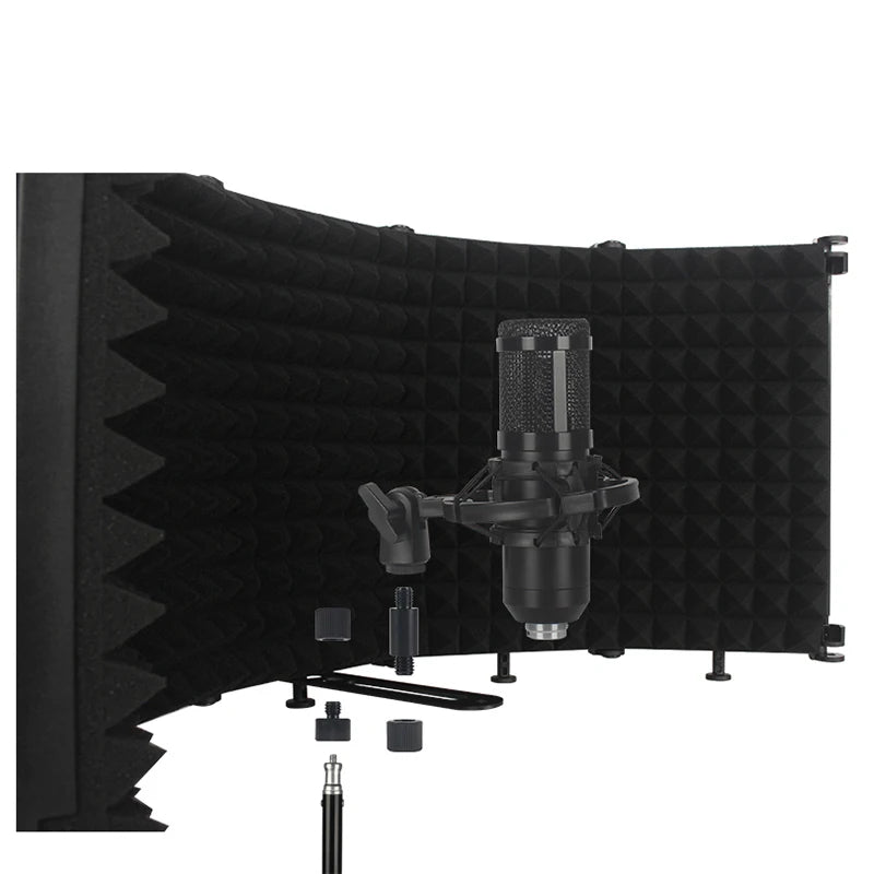 3/5 door studio microphone foldable isolation shield, popular filter, high-density absorbent foam for filtering sound.