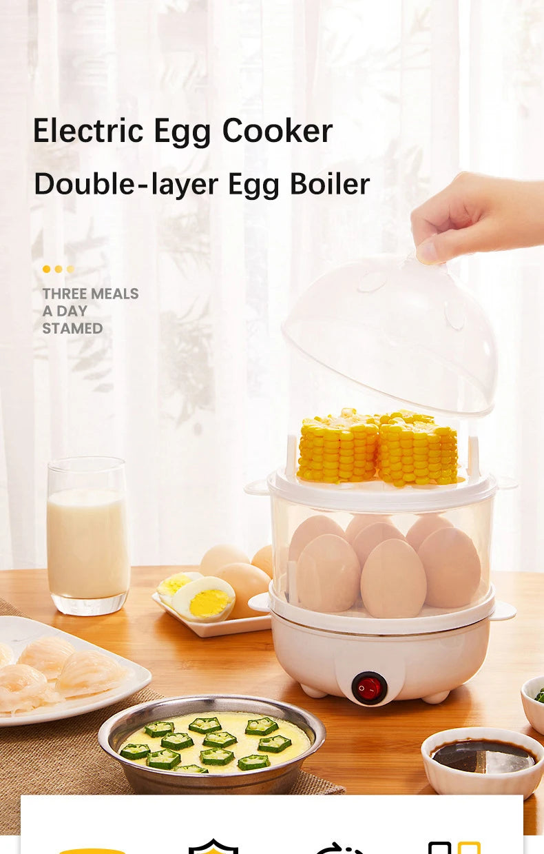 Electric Eggs Cooker Rapid Mini Egg Boiling Machine for Poached Scrambled Omelets Auto Shut Off Kitchen Appliance