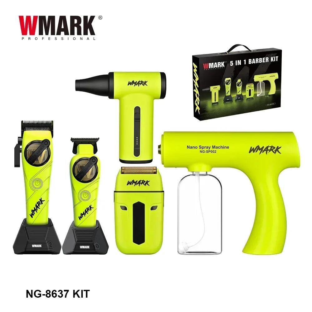 WMARK Hair Trimmers 5 in 1 Barber KIT Professional Shaver Hair Dryer and Spray Bottle Gift Box Trimmer NG-8637 NG-8613 NG-TB001