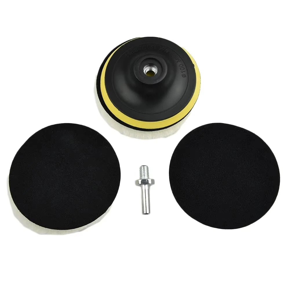 5Pcs 4 Inch Flocking Sanding Disc Hook And Loop Backing Buffing Pads Polishing Wheel For Electric Drill Polisher