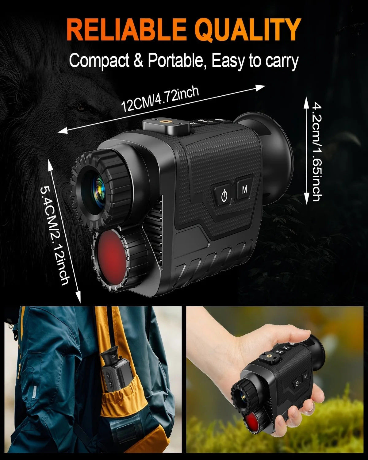 8260 Night Vision Monocular Small Compact Mini 4K Infrared NVG Goggles for 100% Darkness 400 Meters 8X Digital Zoom HD Head Mounted Digital Hands-free Flip-up Rechargeable Night Vision Monocular