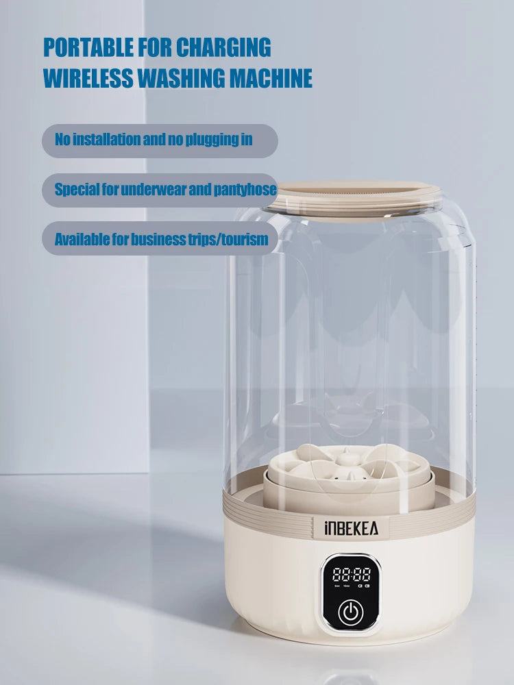 2025 wireless mini digital washing machine, rechargeable portable intelligent small underwear and sock specific washing cup 1.5L