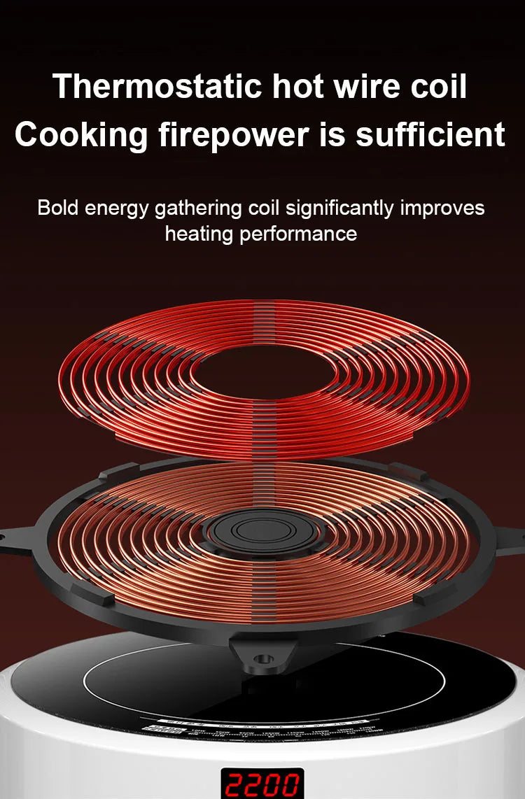 DMWD 2200W Electric Induction Cooker Household Round Smart Heat Plate Creative Precise Control Cookers Hob Cooktop Plate Hot Pot
