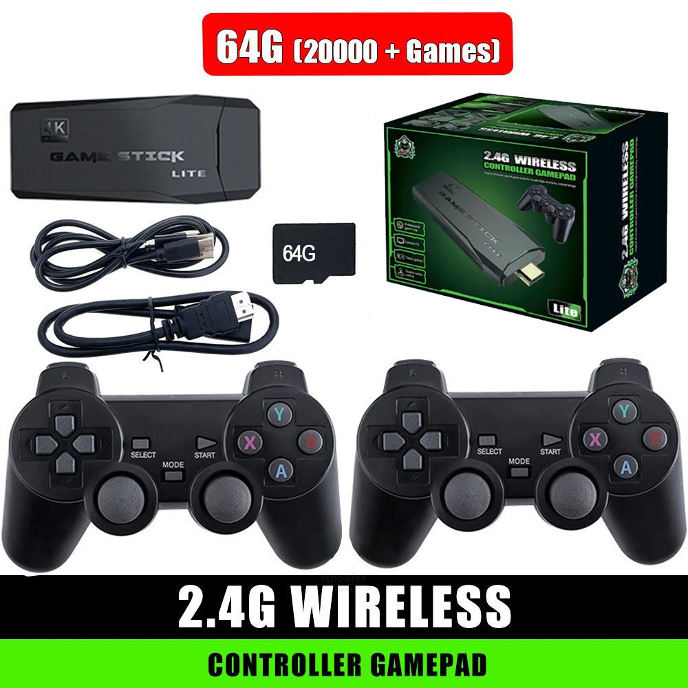 Built-in 20000+ Games Retro Handheld Game Player NEW Video Game Console 64G 4K TV Game Stick 2.4G Wireless Controller Gamepad