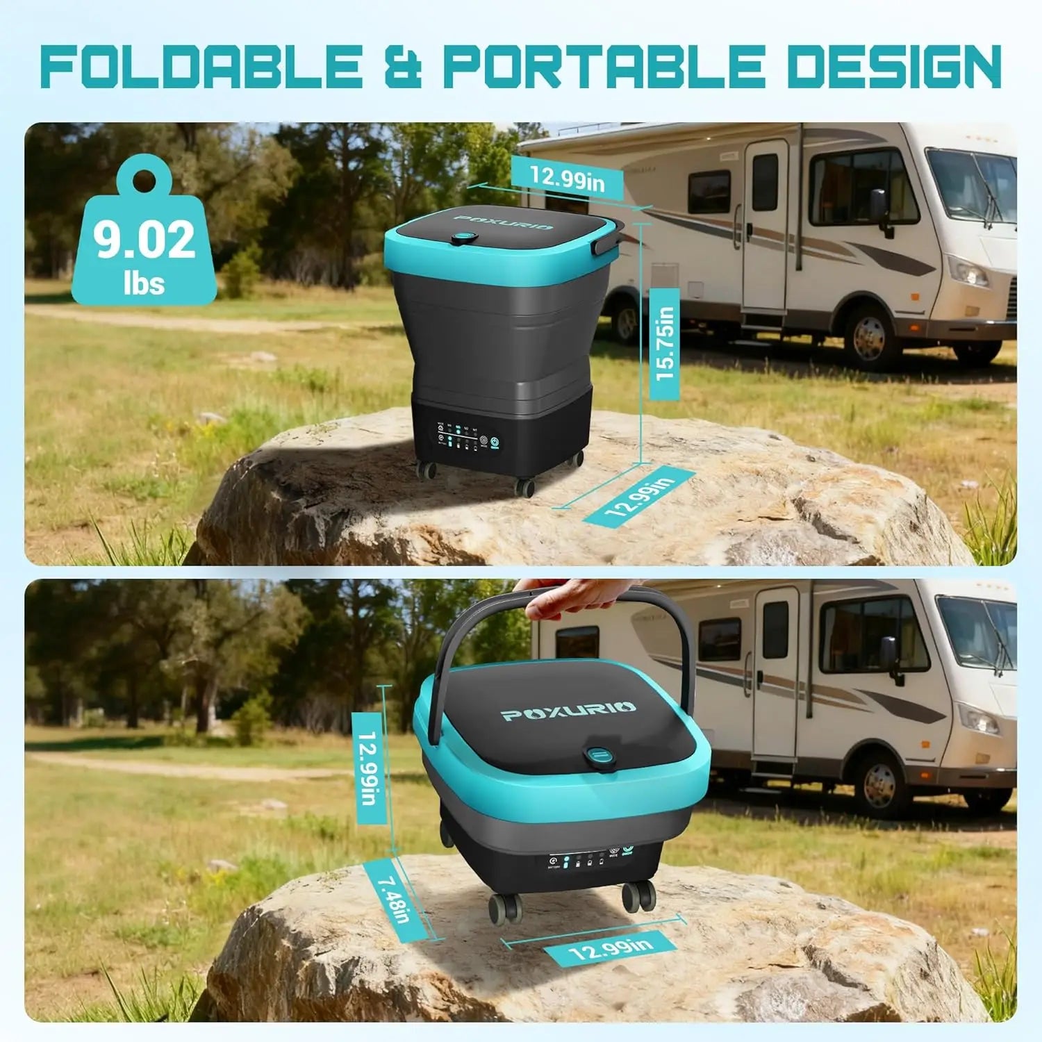 Portable Cordless Pressure Washer for Car Washing and Patio, with 750PSI, 4.5Gal Tank and 2x5.0Ah Battery