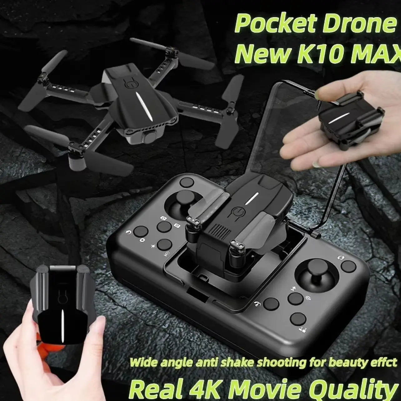 Black K11 Mini Finger Drone Pocket 4k Movie Lens RTF Foldable Brushless Quadcopter Wide Angle Anti Shake Camera Beauty Effect