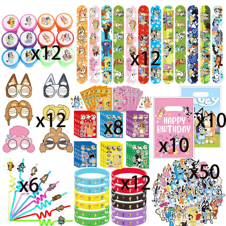 Blue dog Birthday Party Supplies Goodie Bag Stuffers Fillers Tableware Plates Cups Napkins Tablecloth Party Favor Decorations