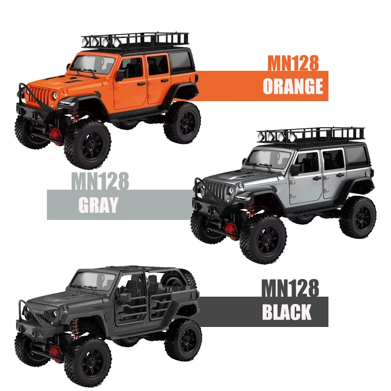 MN128 1/12 RC Car 4WD Jeep Model 2.4G Remote Control LED Light 4X4 Off Road 4WD Climbing RC Truck Electric Toy Car Gift for Boy