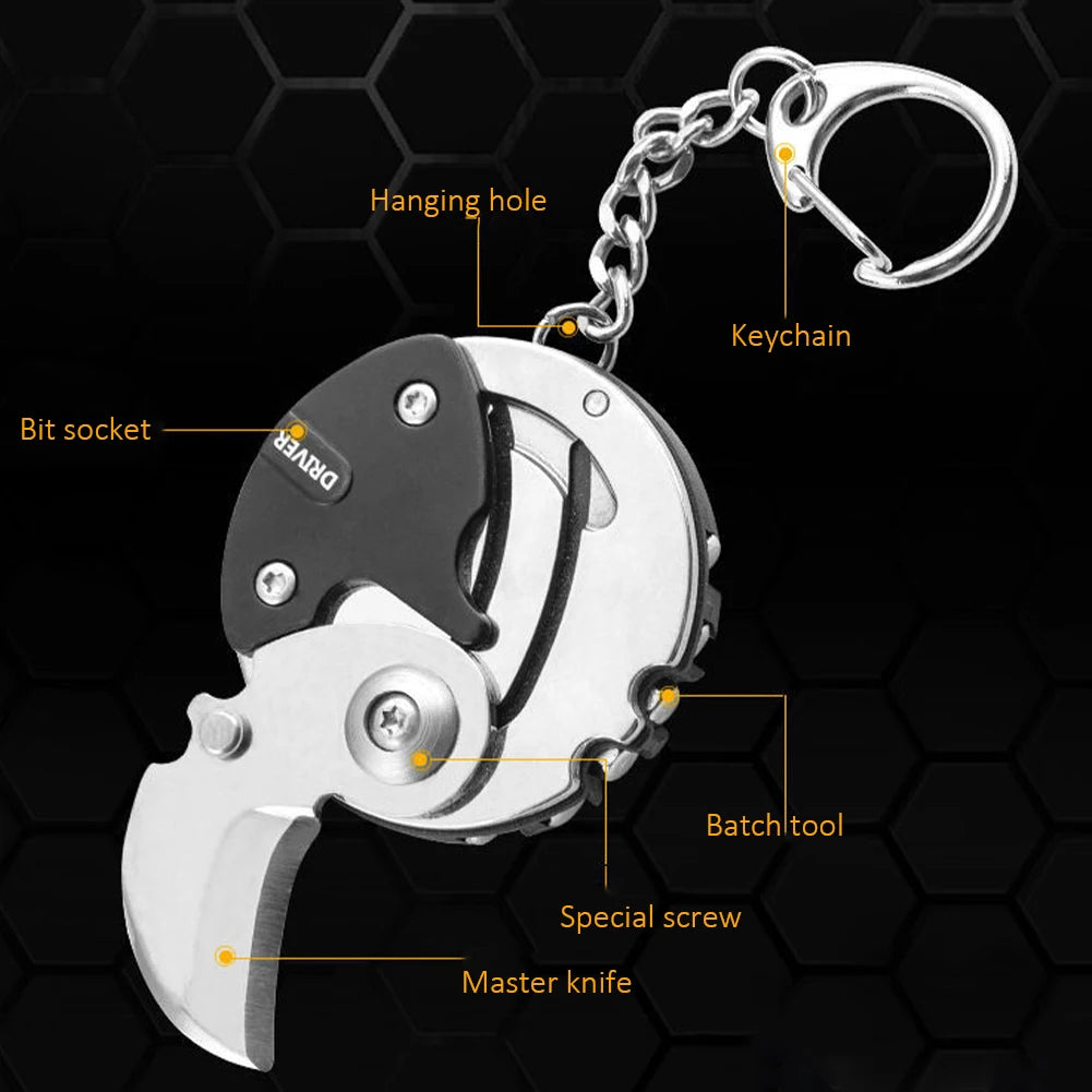 Multifunctional Keychain Screwdriver Hexagon Coin Outdoor EDC Tool Hexagon Folding Coin Knife Pocket Fold Mini Coltello Gear Pee