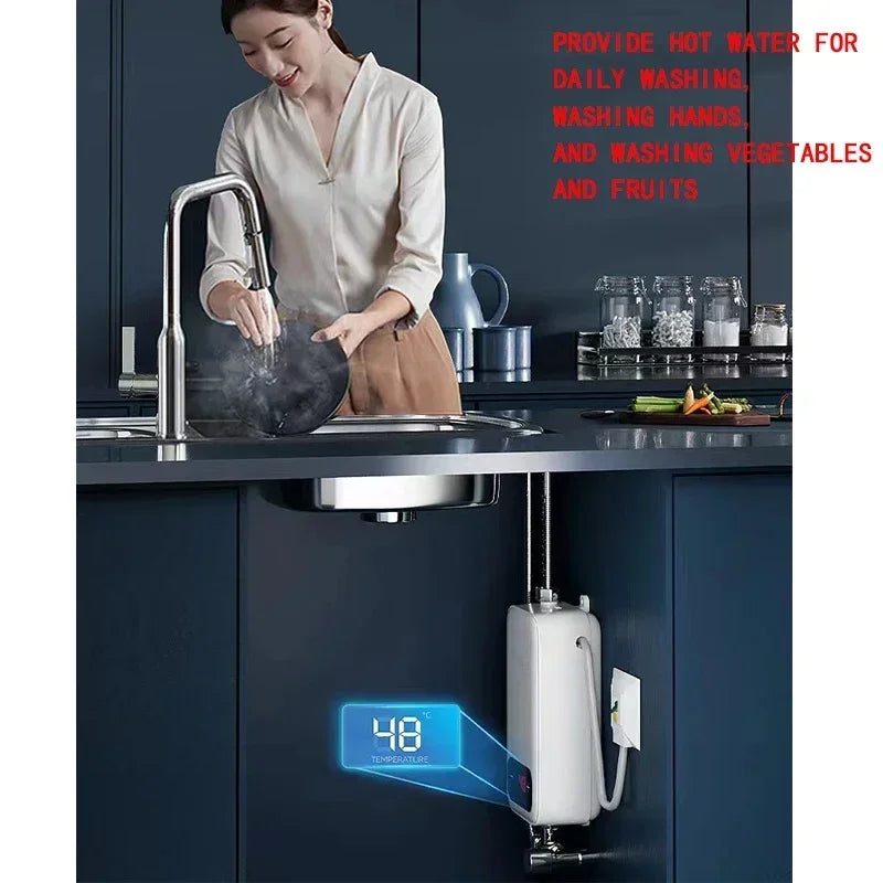 Enjoy quick and reliable hot water with this portable 220V 4600W instant water heater—perfect for bathroom showers and home kitchen heating!