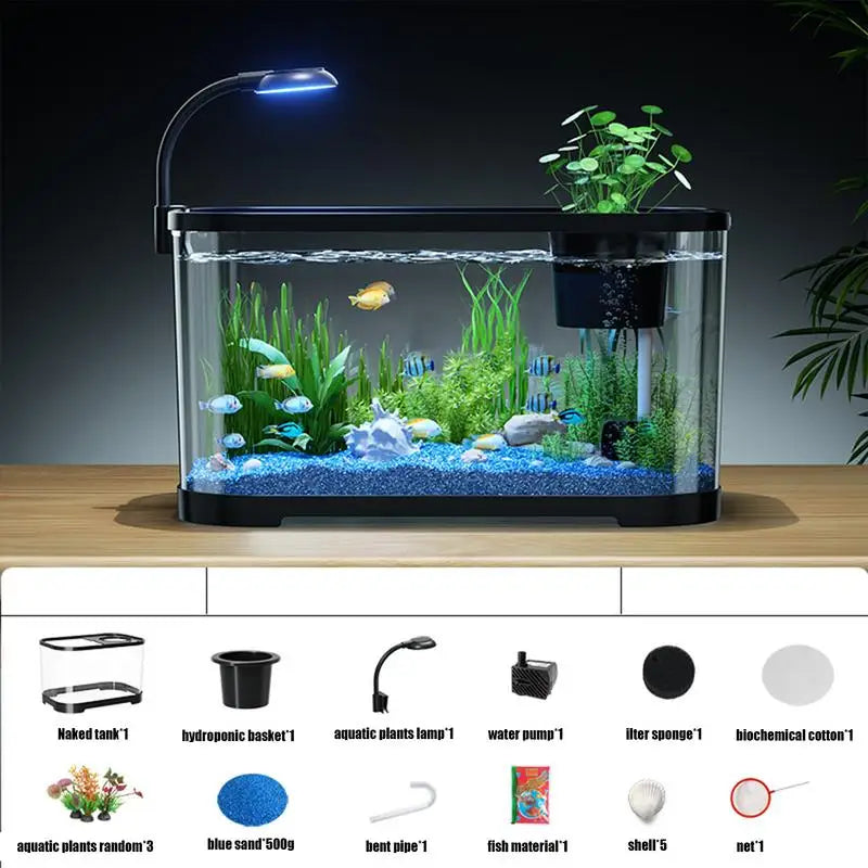 Aquarium Kit Betta Fish Tank For Beginners Desktop Beginner Aquarium Small Household Fish Bowl For Aquatic Animals Betta Turtle